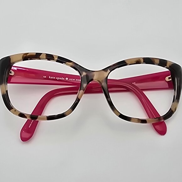 Kate Spade Johanna Camel Tortoise Neon Pink Cat Eye Sunglasses Frame 53-17-135 - Picture 11 of 13